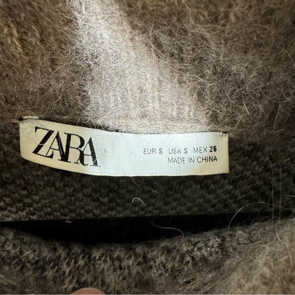 ZARA oversized chunky knit turtleneck sweater leopard mohair wool small cozy - Picture 3 of 16